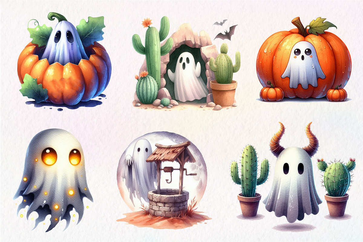 Haunted Desert Ghosts Clipart, an Illustration by Dream Creation