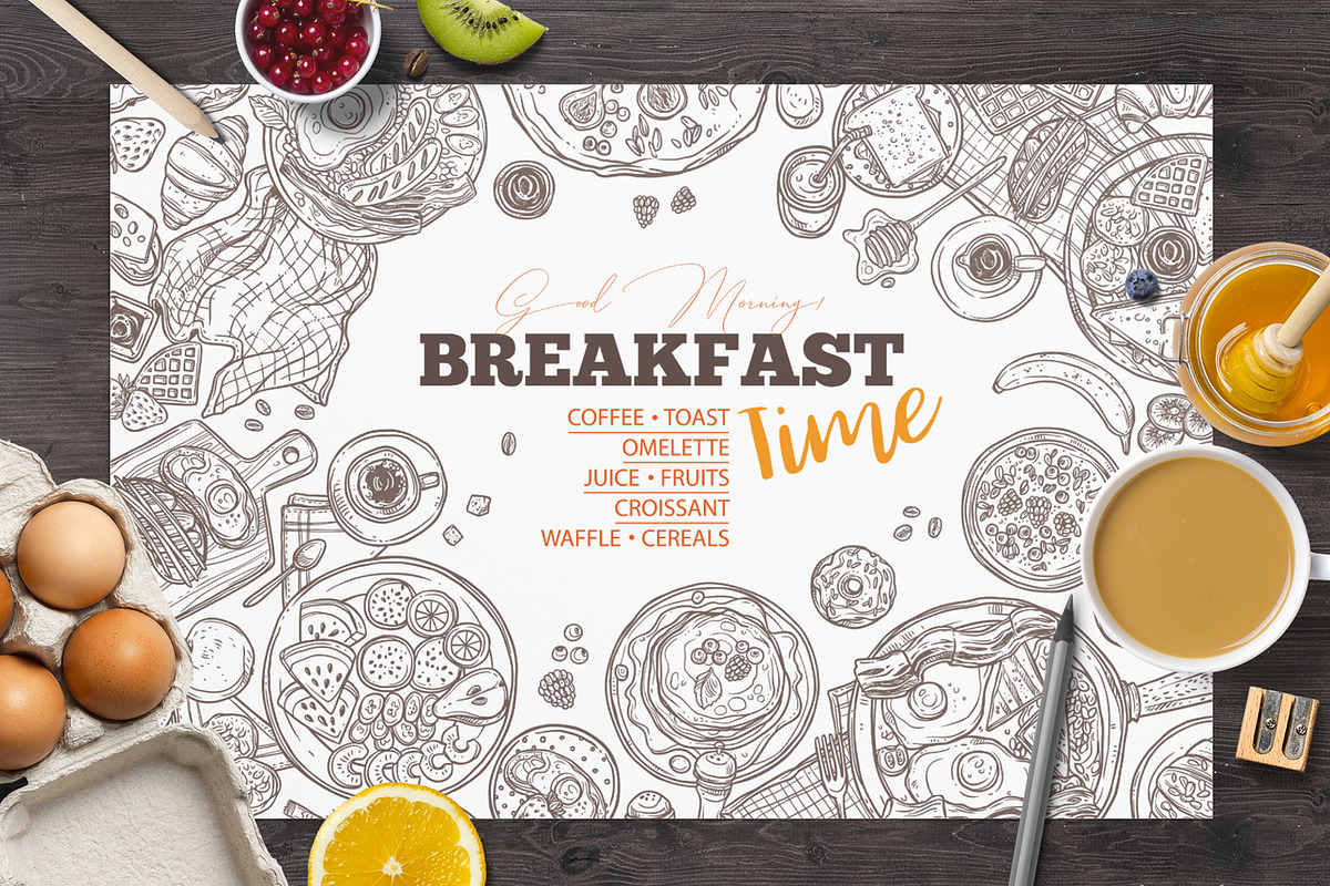 Breakfast Time Doodle Collection, a Decorative Illustration by alexrockheart (Photo 6 of 9)