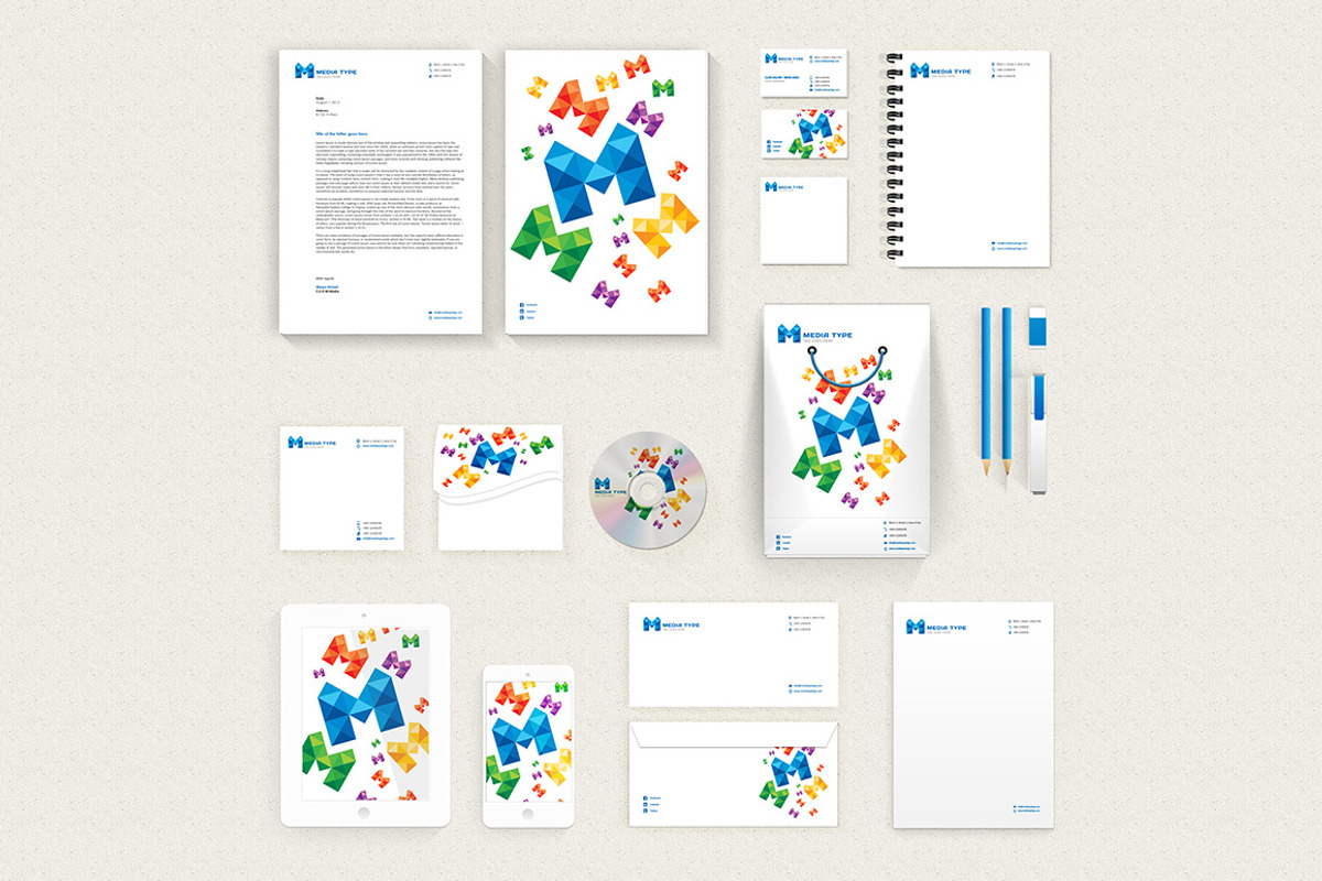 M Media Stationery + Logo, a Stationery Template by PSDFY (Photo 2 of 5)