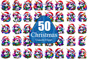 Christmas Unicorn Clipart Bundle, an Animal Illustration by taramija (Thumbnail 1 of 26)