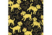 Yellow Lab Dogs Background, an Animal Illustration by Sharon Schwalbe (Thumbnail 1 of 2)
