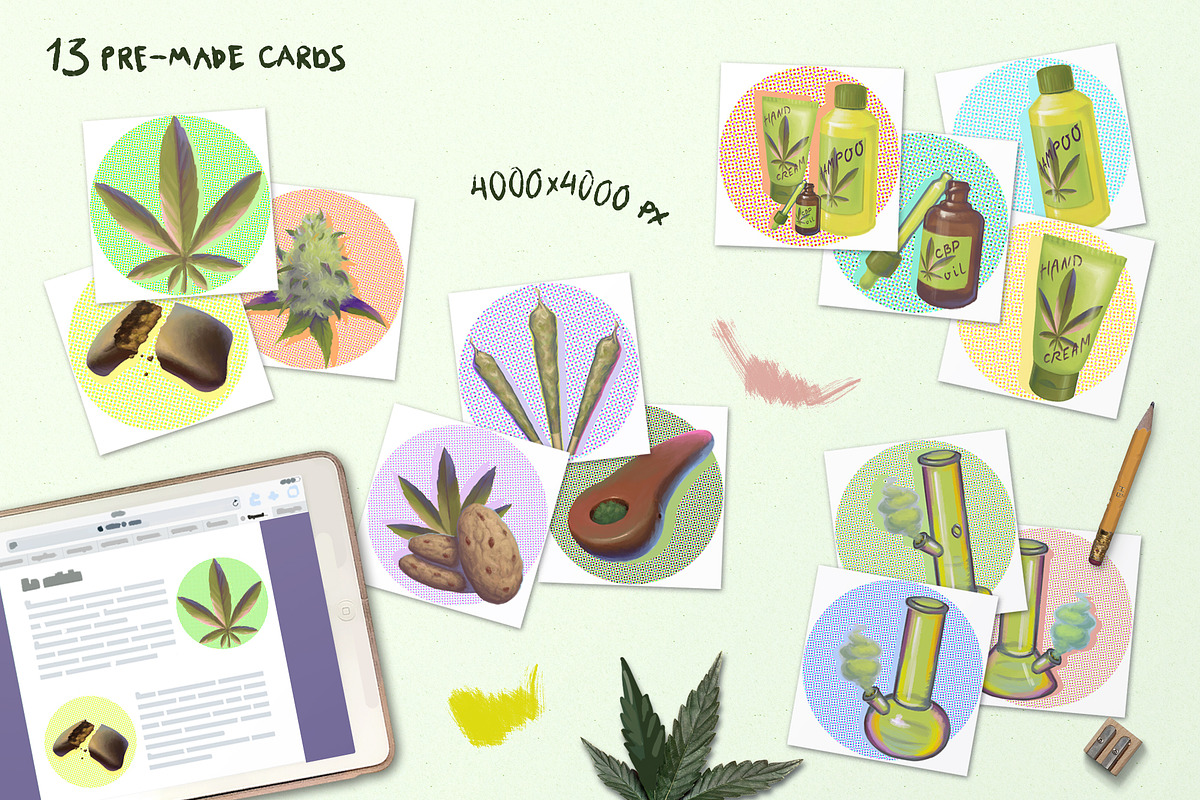 Colourful Marijuana Stuff, a Healthcare Illustration by AlenaO (Photo 3 of 4)