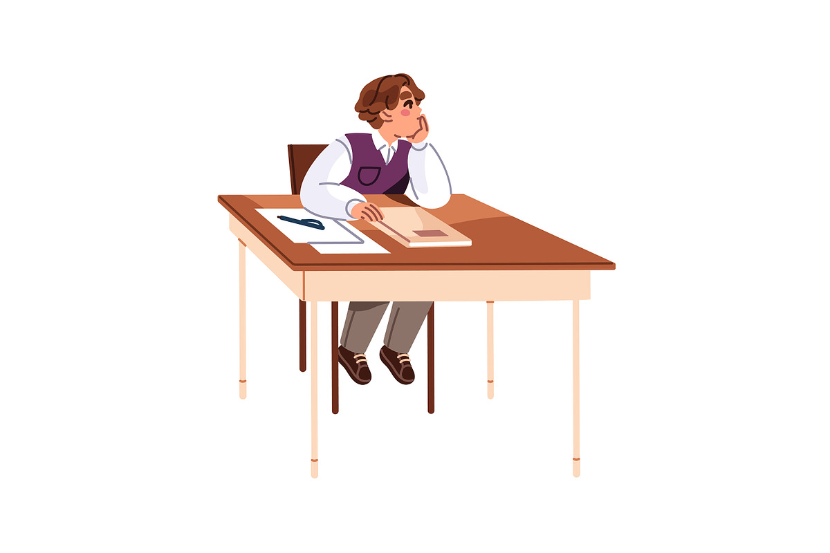 Kids students at desks in class set, an Education Illustration by PaperTrident (Photo 5 of 7)