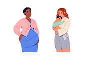 Pregnant women, moms with babies set, a Person Illustration by PaperTrident (Thumbnail 2 of 5)