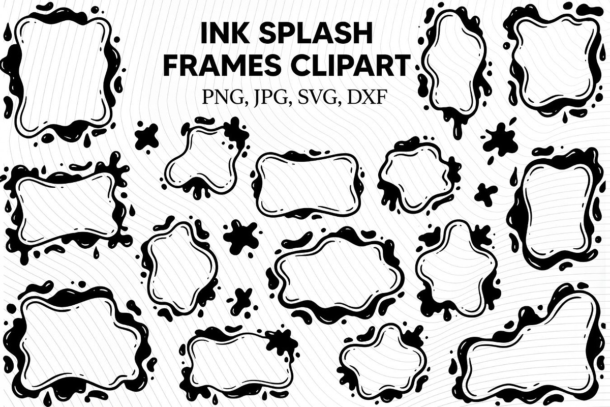 Hand Drawn Ink Blot Frames, a Decorative Illustration by PassionPNGcreation (Photo 1 of 4)
