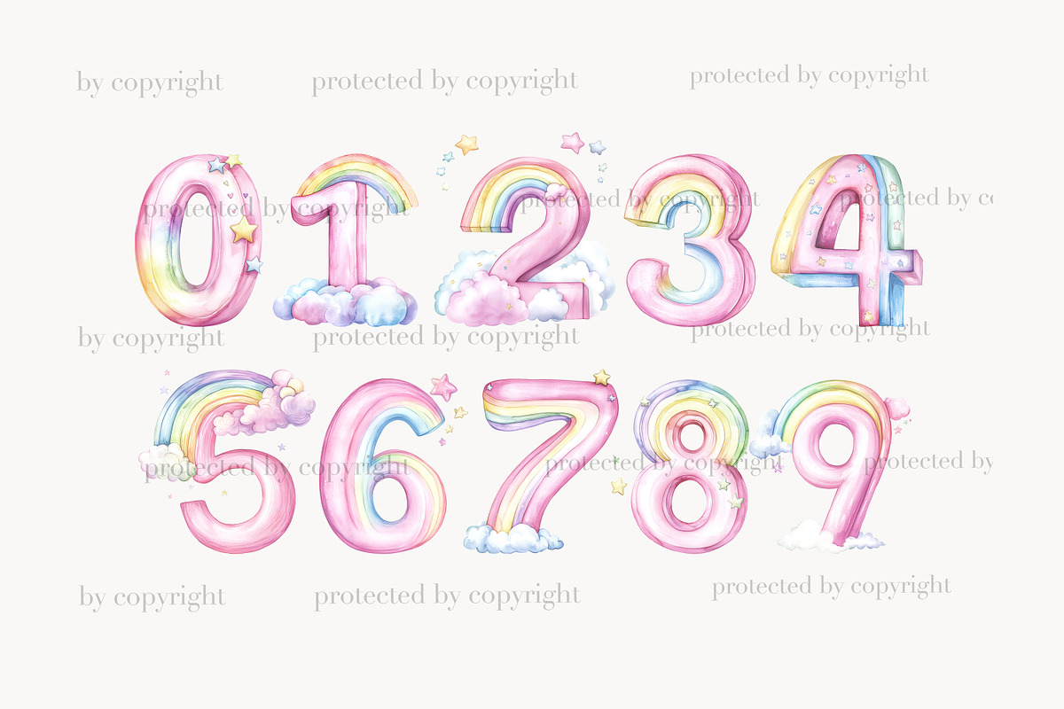 Rainbow Alphabet Clipart, a Decorative Illustration by GlamArtZhanna (Photo 4 of 7)