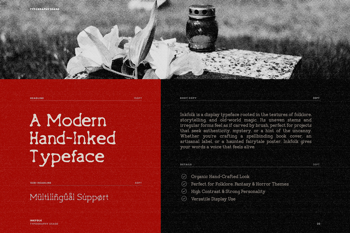 Inkfolk Modern Hand-Inked Font, a Blackletter Font by Vadovastd (Photo 3 of 7)