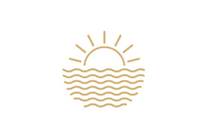 Geometric Water Sea With Sun Logo