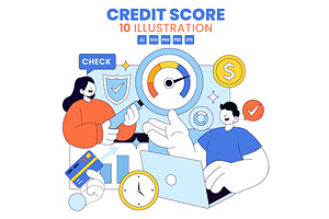 10 Credit Score Vector Illustration, a Finance Illustration by denayunebgt
