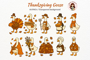 Thanksgiving Silly Goose Clipart PNG, an Illustration by Nicolle's Colorful Art
