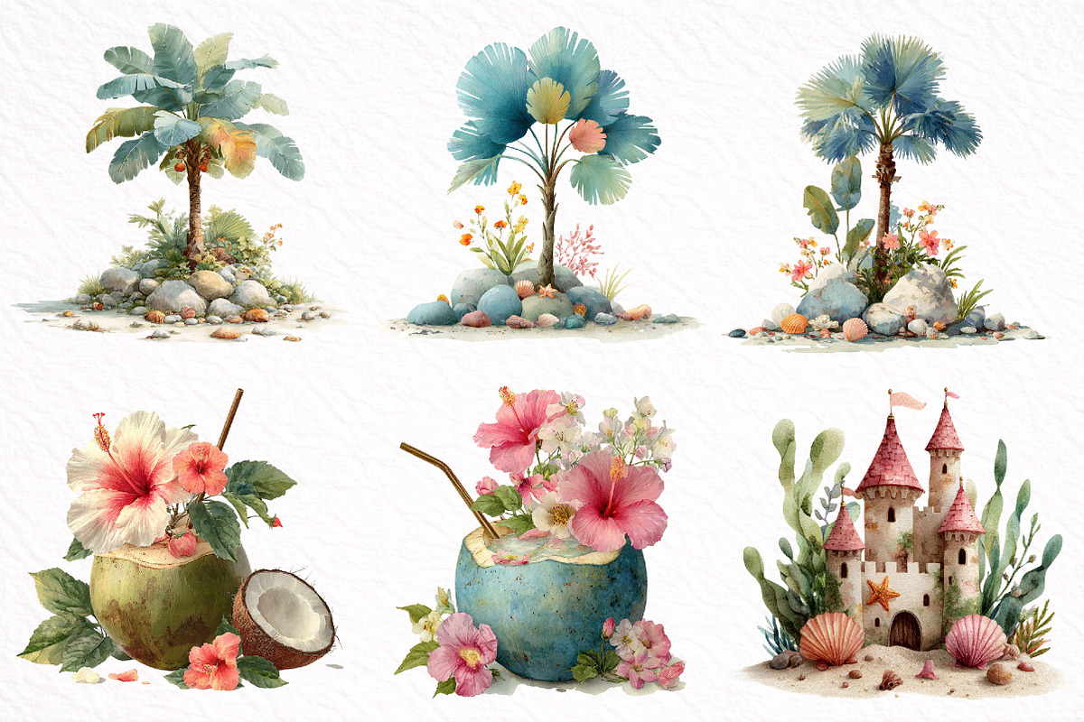 Watercolor Summer Clipart, an Illustration by DreamArtGraphic (Photo 3 of 8)