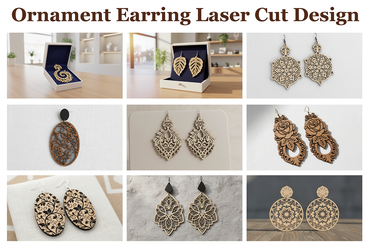 Laser Cut Ornament Earrings, an Illustration by hafijul (Photo 1 of 11)