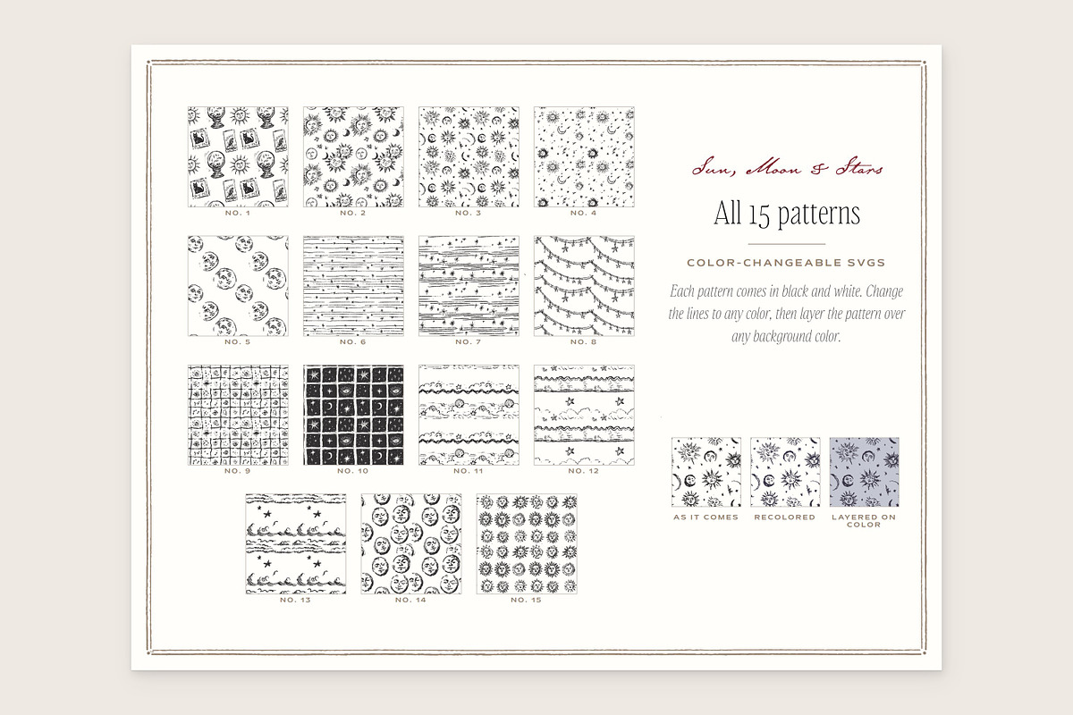 Sun, Moon & Stars Seamless Patterns, a Pattern Graphic by The October Creative (Photo 2 of 12)
