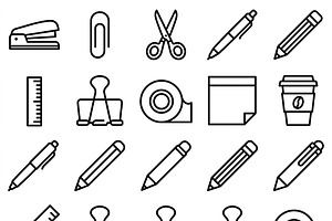 43 Office Supplies Icon Set