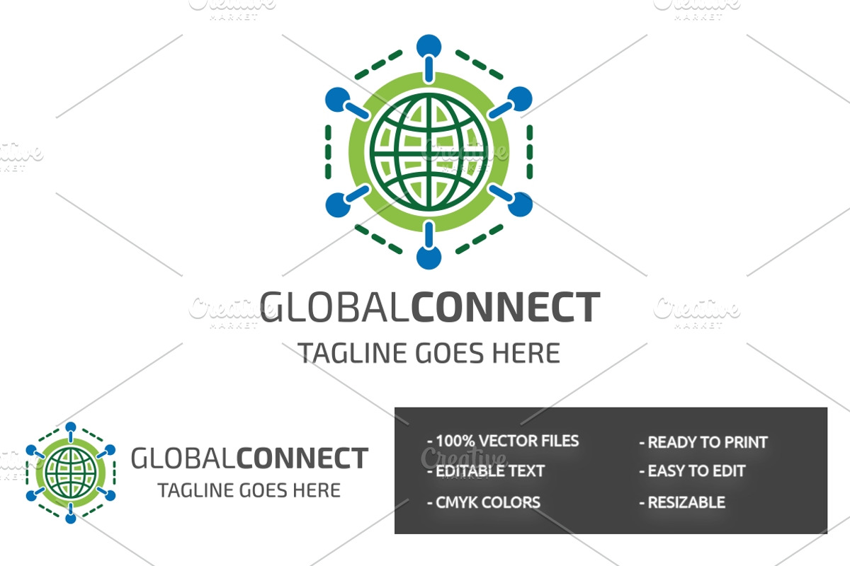 Global Connect Logo, a Branding & Logo Template by Design_Planet