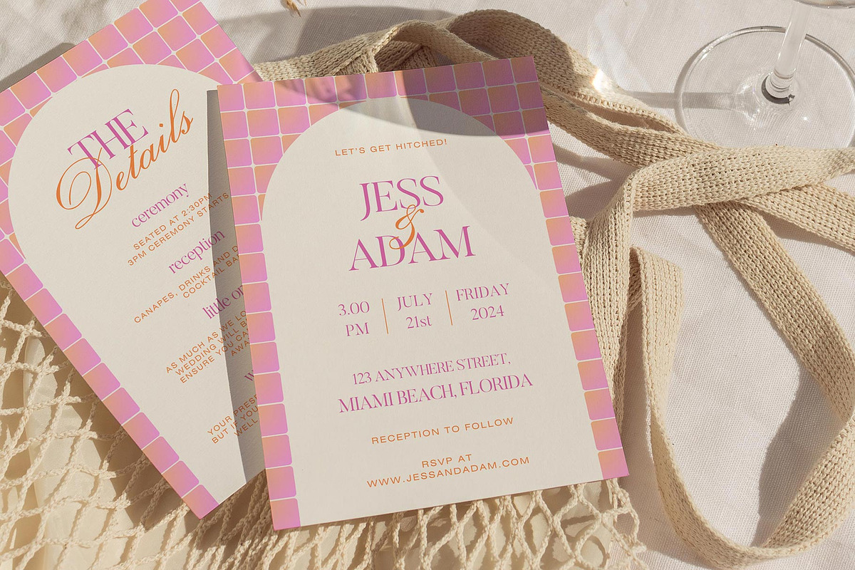 Checkered Wedding Invite Template, an Invitation Template by Indigo Rain Creative (Photo 1 of 7)