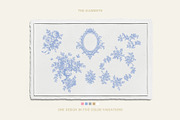 Toile de Jouy 01 Blue Floral Pattern, a Pattern Graphic by Euonia Meraki (Thumbnail 4 of 20)