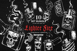 10 Bundle Dark Art Lighter Fire Flam, an Illustration by Morspective