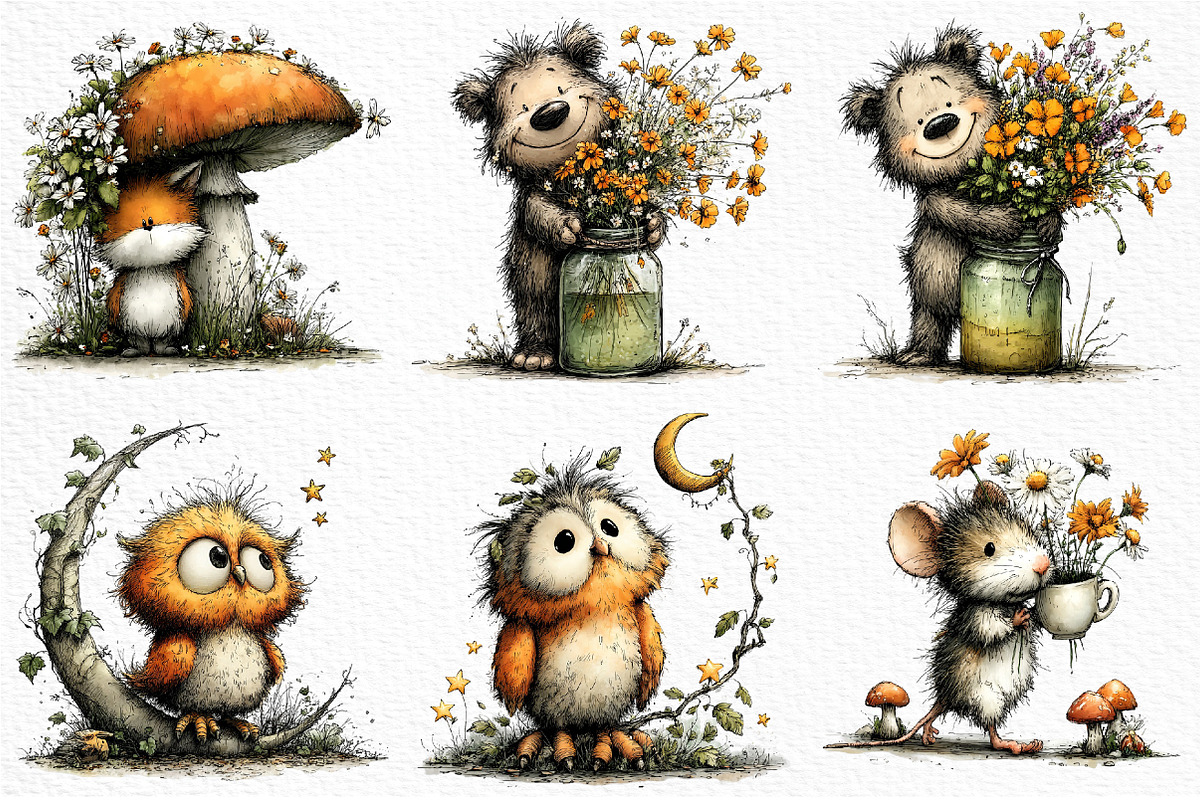 Quirky Woodland Animals PNG Clipart, a Seasonal Illustration by Craft Nest (Photo 5 of 6)