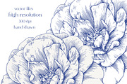 Roses Vintage set Blue Toile Vector, an Object Graphic by ON_lineart_store (Thumbnail 9 of 10)