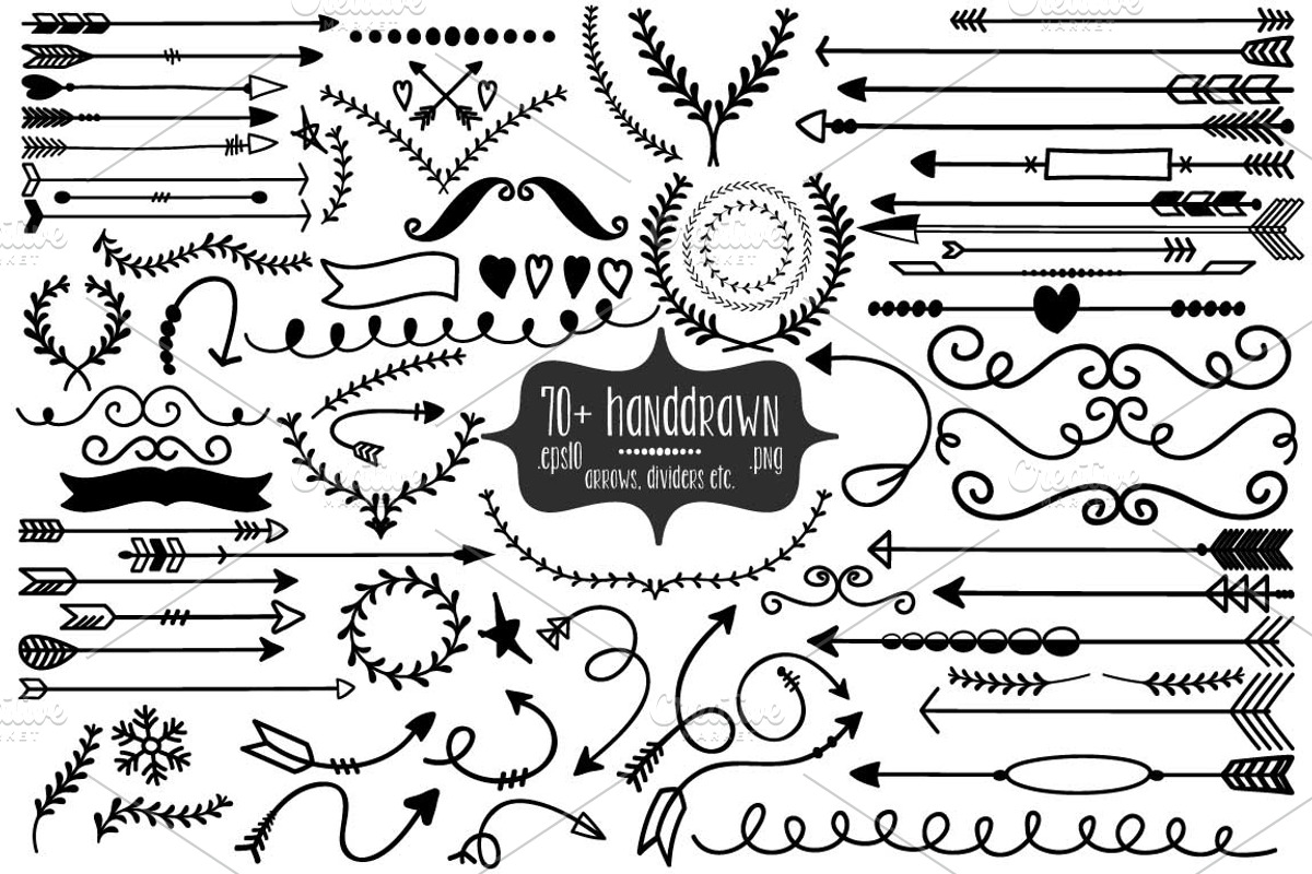 72+ Handdrawn Arrows, Dividers etc., an Object Graphic by The Bumble Box (Photo 1 of 3)