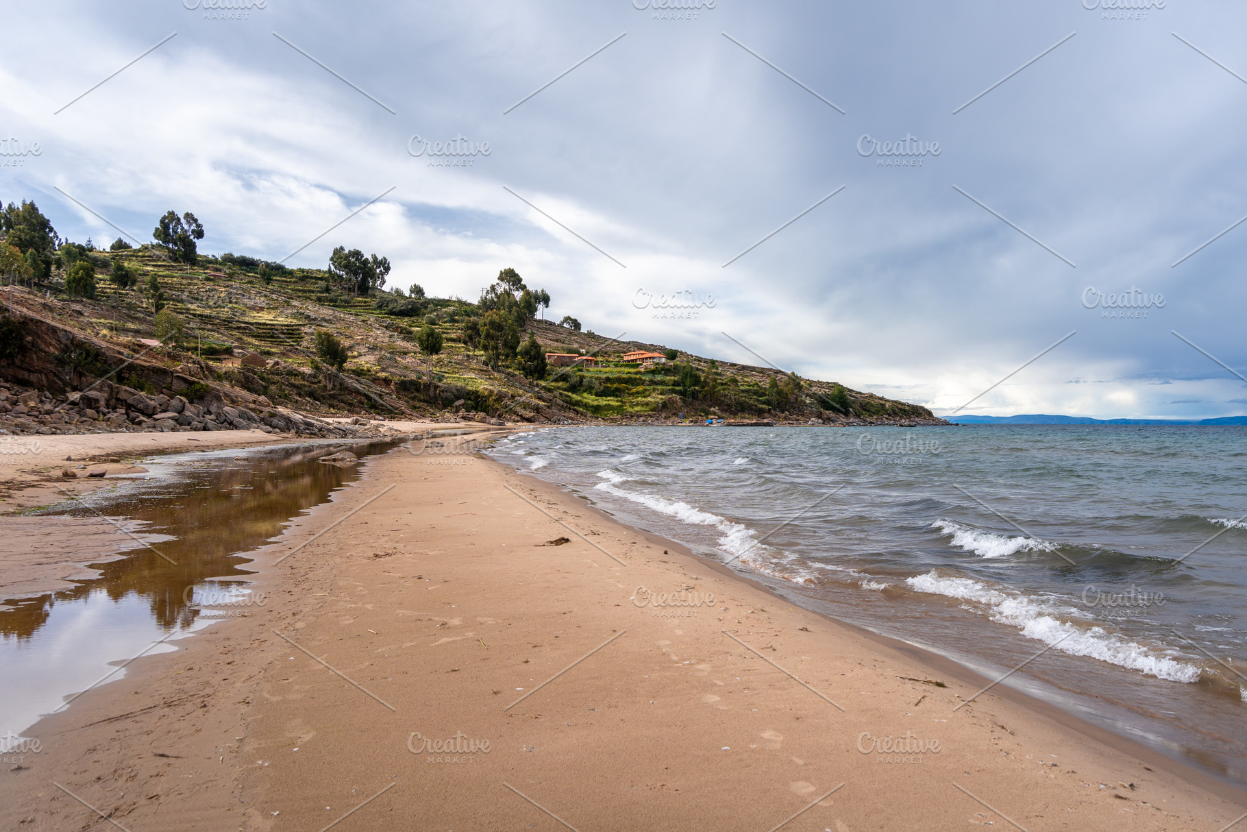 Sandy beach on Taquile Island, Lake Titicaca, Peru, a Nature Photo by GoodGoods