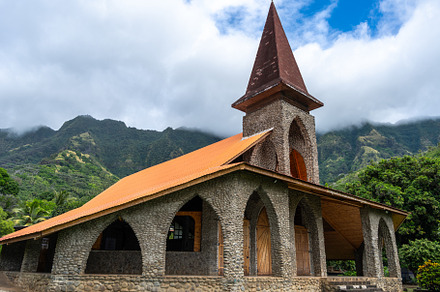 Vaitahu catholic church in Tahuata, Marquesas Islands, French Po