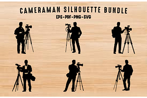 Cameraman Black Silhouette Clipart, a Person Illustration by Gfx Expert Team
