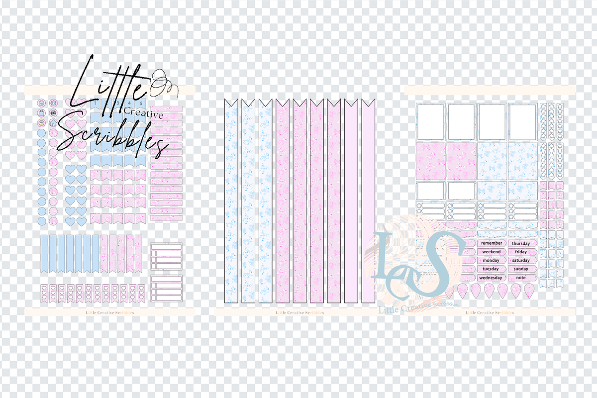 Pink and Blue Bow Sticker Sheets, a Stationery Template by Little Creative Scribbles (Photo 3 of 5)