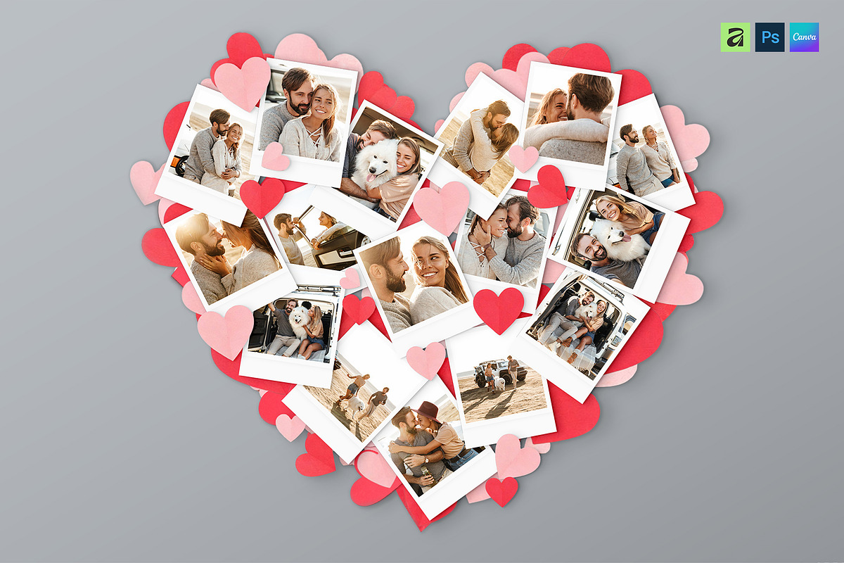 Love Heart Photo Collage Template, a Social Media Template by DesignerCandies (Photo 5 of 5)