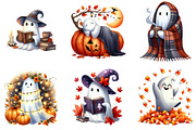 Ghost Fall Halloween Watercolor Clip, an Illustration by DreamArtGraphic (Thumbnail 4 of 5)