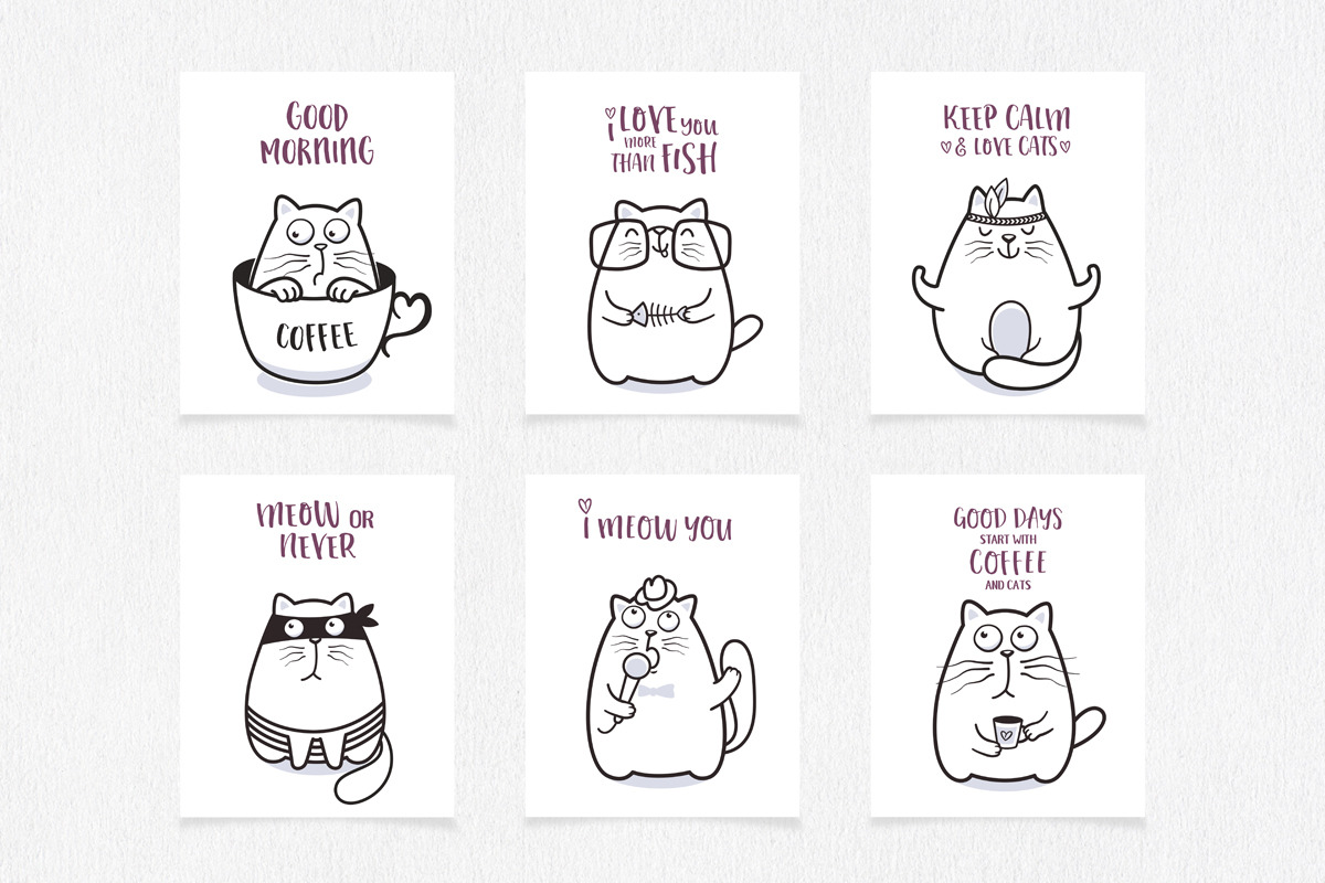 Funny Cat Illustrations Set, an Illustration by Teneresa (Photo 2 of 5)