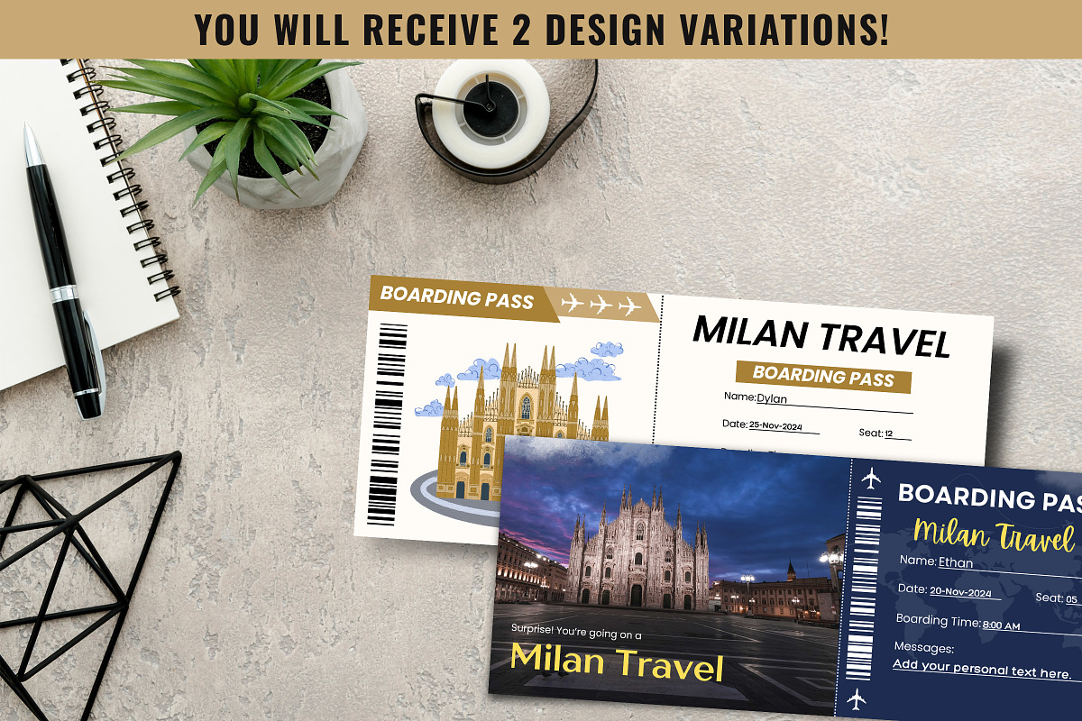 Milan Ticket Boarding Pass Template, a Card Template by Snapybiz (Photo 2 of 10)