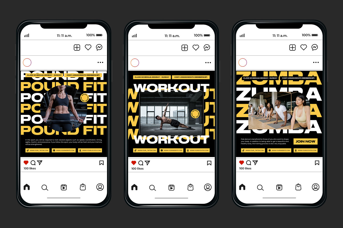 Fitness Yellow Template, a Social Media Template by Kalubuak (Photo 4 of 10)