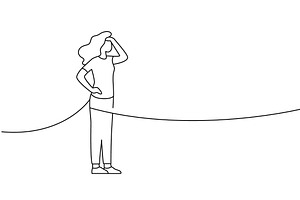 Minimalist contour of a woman, an Object Illustration by GraphiShop
