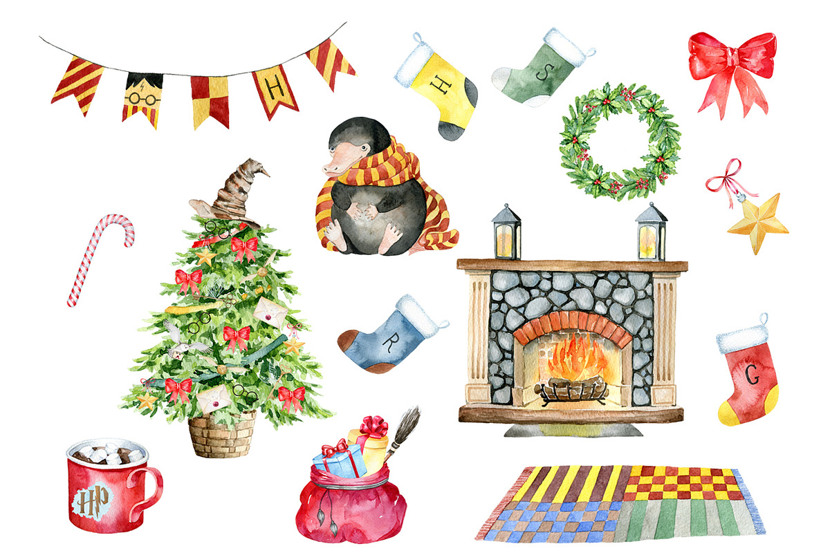 Magical Christmas Watercolor Clipart, an Education Illustration by SimpleWishesArt (Photo 2 of 6)