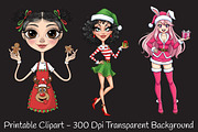 Christmas Funny Skinny Girl Clipart, an Illustration by RobertsArt (Thumbnail 4 of 5)