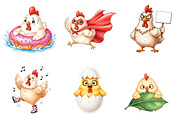 Funny Chicken Clipart, an Illustration by Watercolor design (Thumbnail 3 of 4)