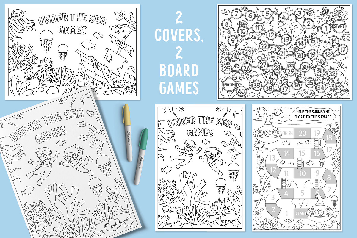 Under the sea coloring games, an Education Illustration by Lexi Claus (Photo 2 of 16)