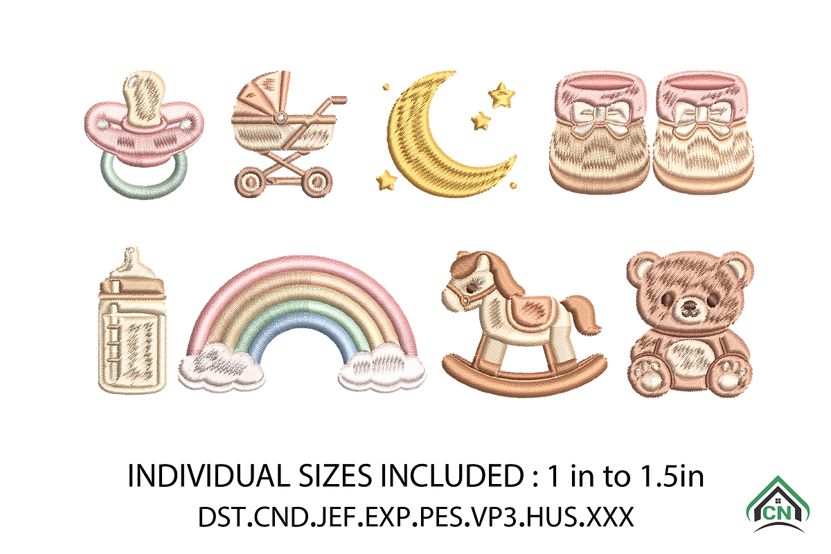 Baby Mini Embroidery Design Bundle, an Illustration by Craft Nest (Photo 1 of 6)