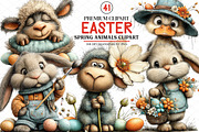 Spring Easter Animals Clipart, an Illustration by cherrydesign (Thumbnail 1 of 4)