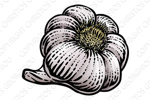 Garlic Vegetable Vintage Woodcut, a Food Illustration by Christos Georghiou