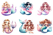 Cute mermaid watercolor clipart, an Illustration by CreationArt (Thumbnail 3 of 7)