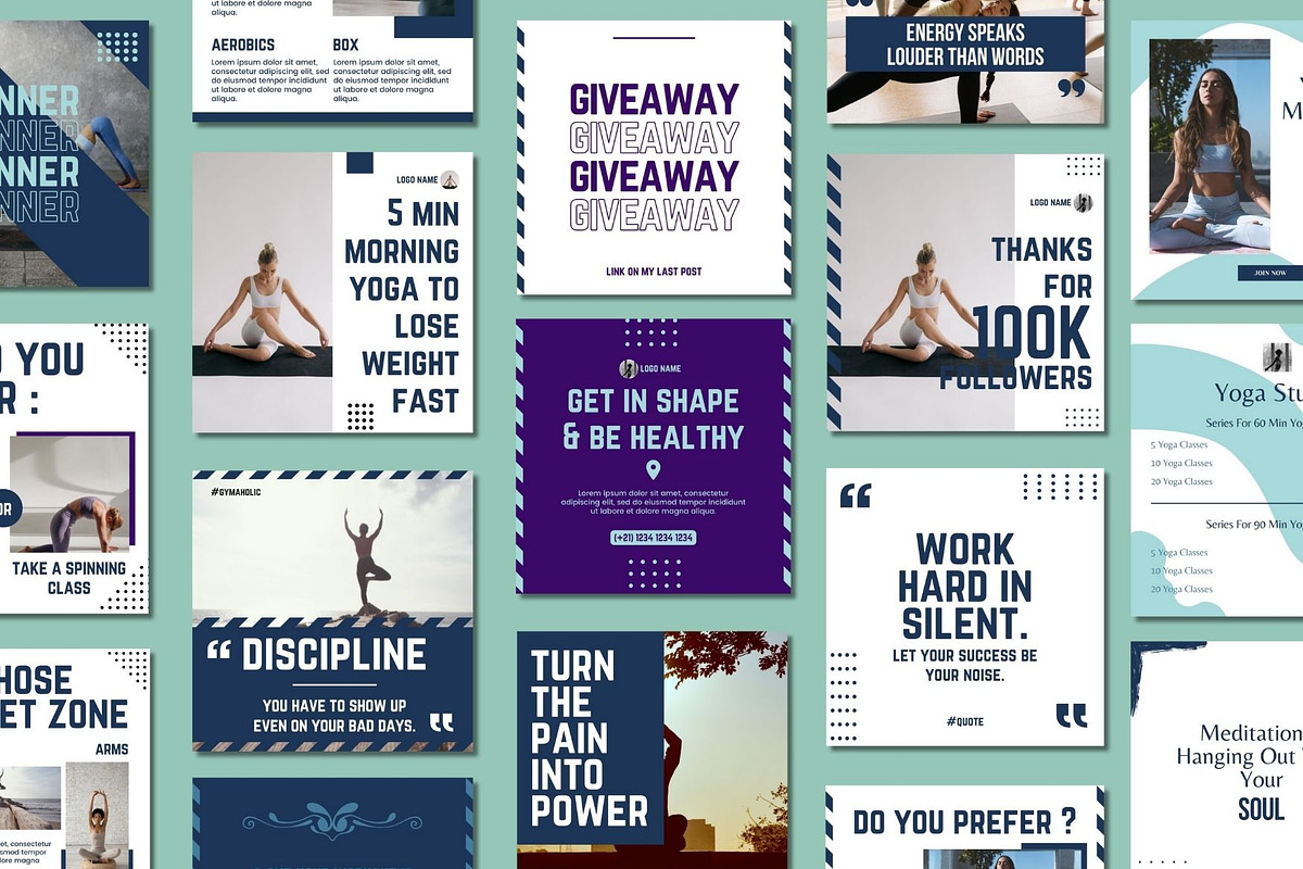 Yoga Social Media Post Templates, a Social Media Template by BoontenStudio (Photo 3 of 7)