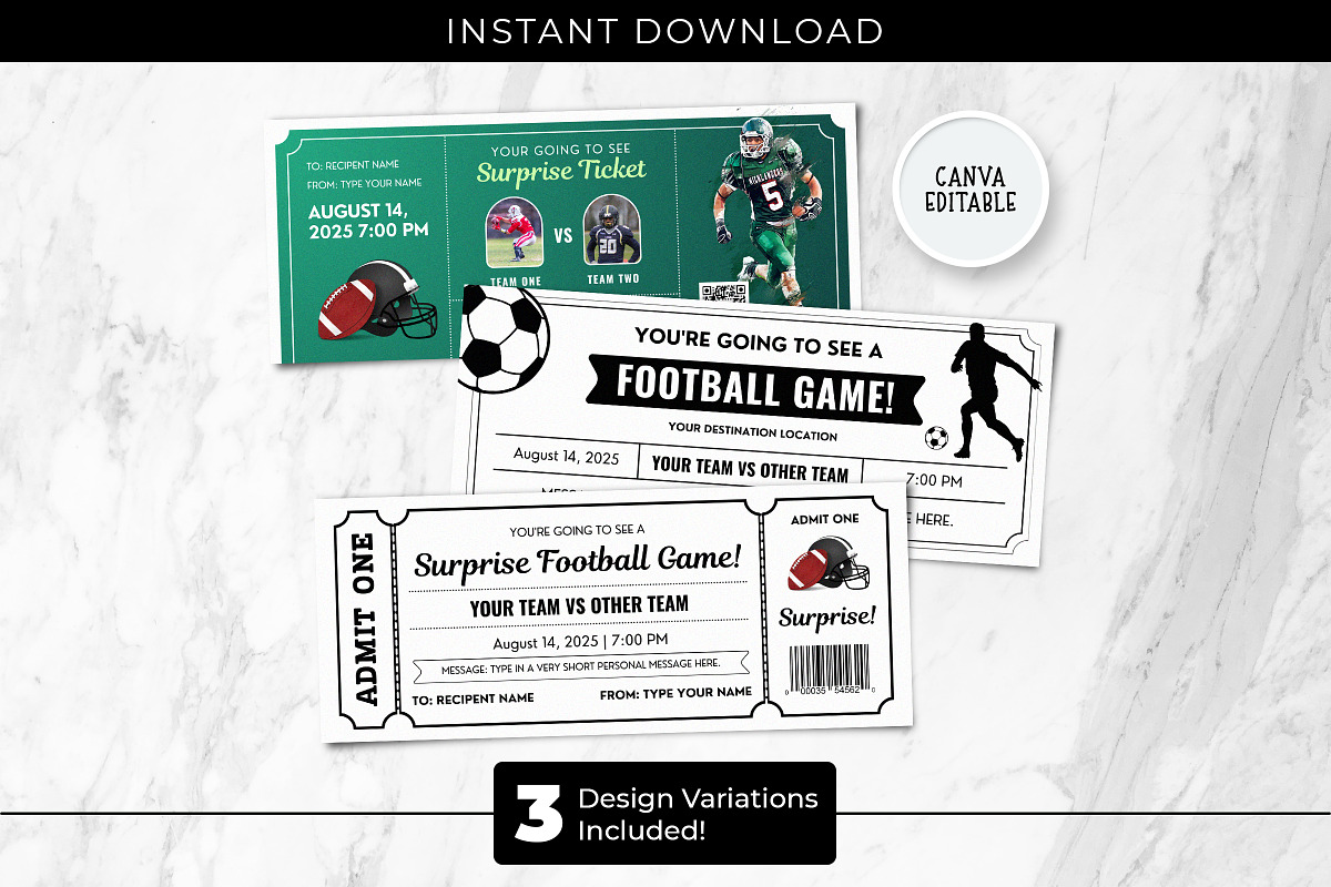 Football Ticket Canva Template, a Card Template by Snapybiz (Photo 1 of 10)