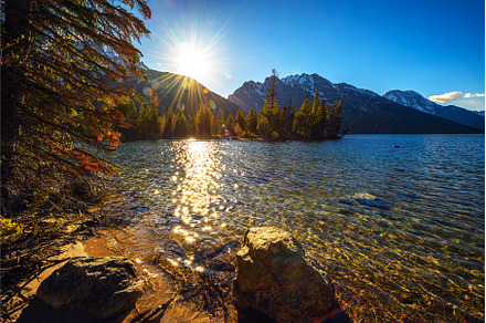 Sunset over Jenny Lake and Grand, a Nature Photo by Nick Fox