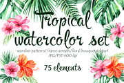 Tropical Watercolor set, a Decorative Illustration by Antikva17 (Thumbnail 1 of 4)