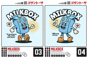 Milk Box Cute Retro Cartoon