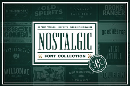 Nostalgic Font Collection [Save 95%], a Sans Serif Font by Vintage Type Company