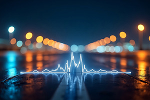 Neon Stock Chart on Wet Street, a Business Photo by Artonix